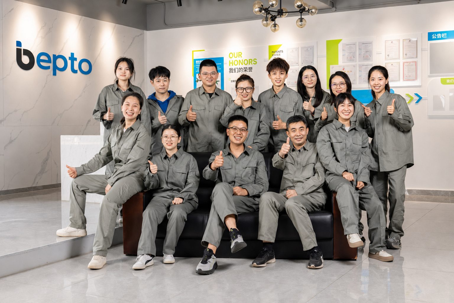 Full Bepto Pneumatic production, manufacturing, and technical department team