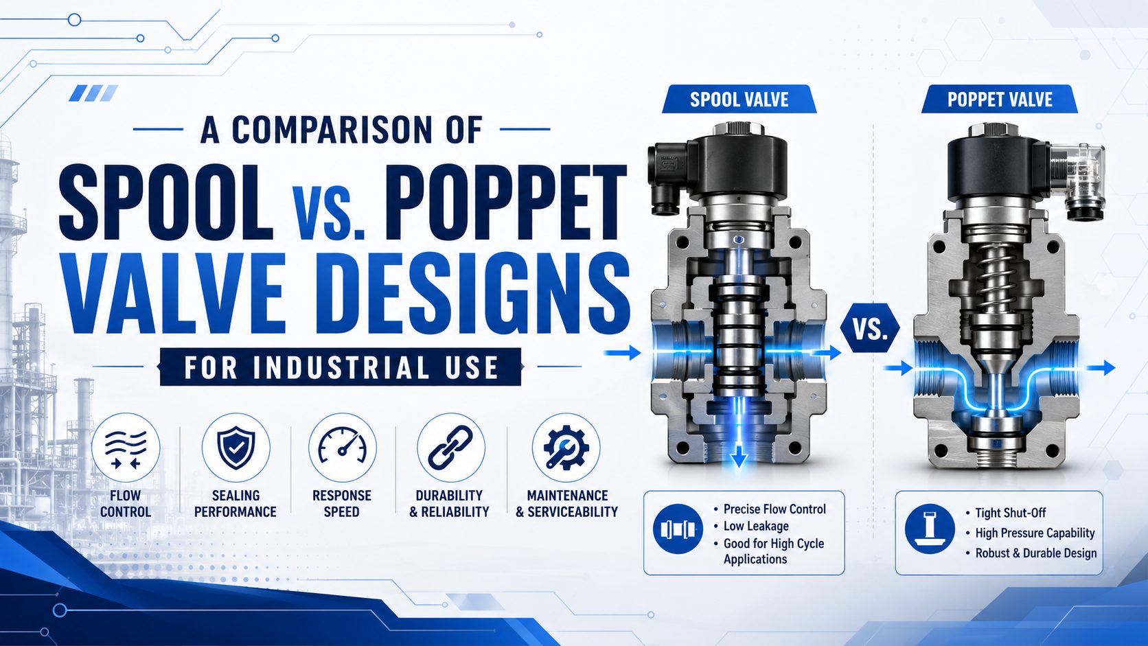 A Comparison of Spool vs. Poppet Valve Designs for Industrial Use featured image