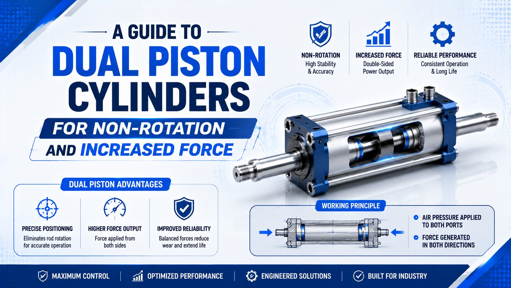 A Guide to Dual Piston Cylinders for Non-Rotation and Increased Force featured image