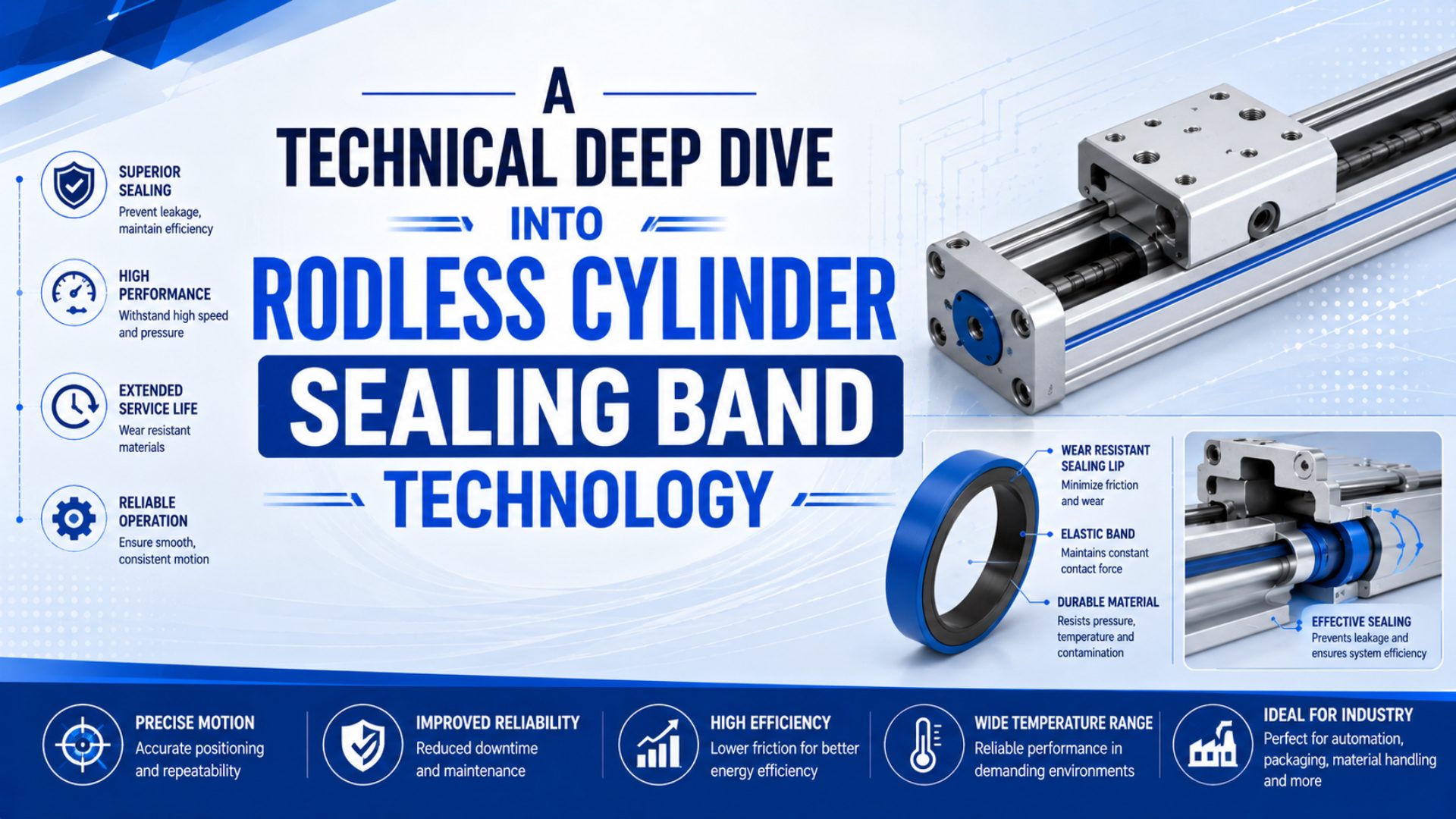 Mechanically jointed rodless cylinder sealing band inspection and pressure-decay leak testing setup