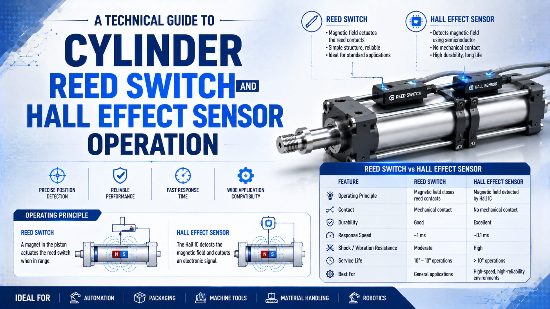 A Technical Guide to Cylinder Reed Switch and Hall Effect Sensor Operation featured image