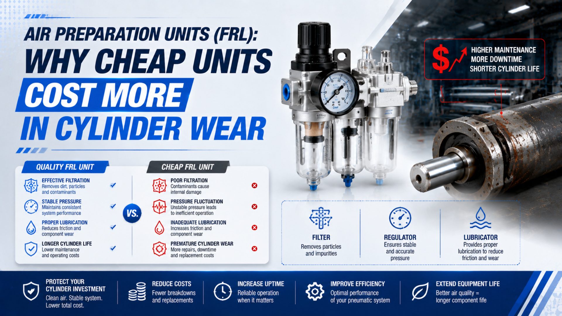 Air Preparation Units (FRL): Why Cheap Units Cost More in Cylinder Wear featured image