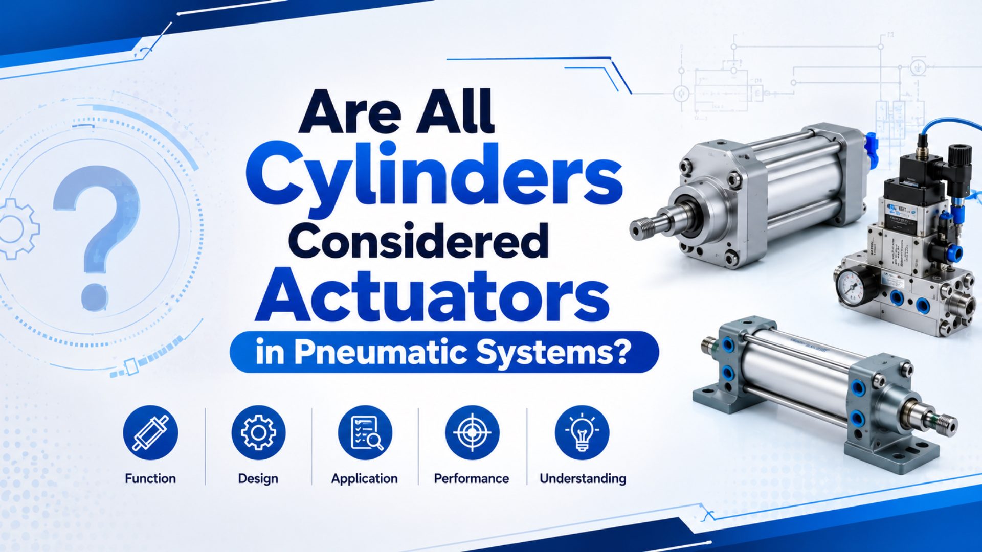 Pneumatic cylinder and actuator hierarchy showing cylinders as linear actuators within a wider motion-control family