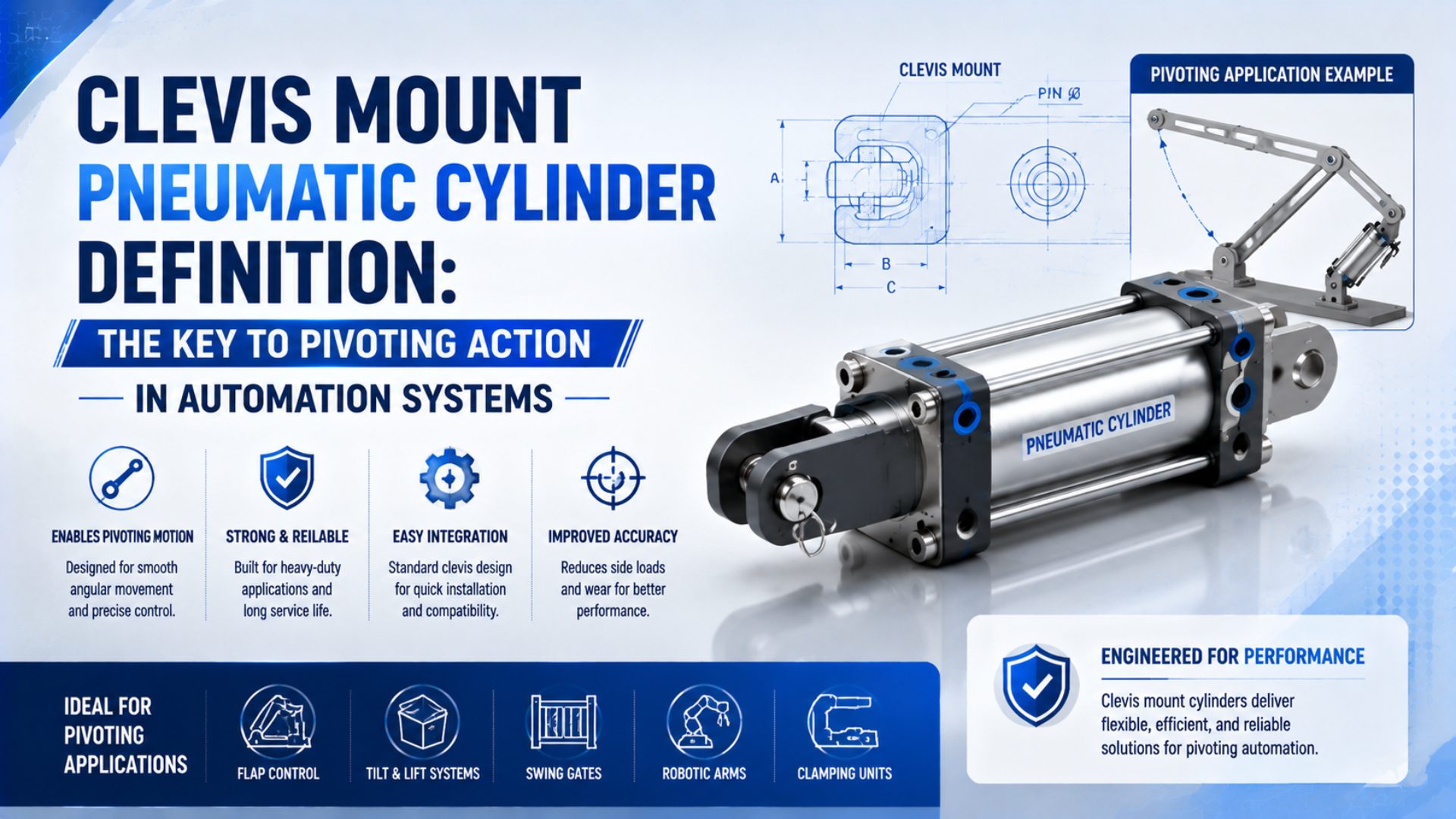 Clevis Mount Pneumatic Cylinder Definition: The Key to Pivoting Action in Automation Systems featured image