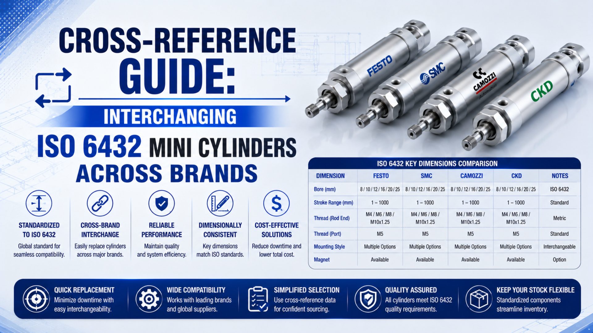 Cross-Reference Guide: Interchanging ISO 6432 Mini Cylinders Across Brands featured image