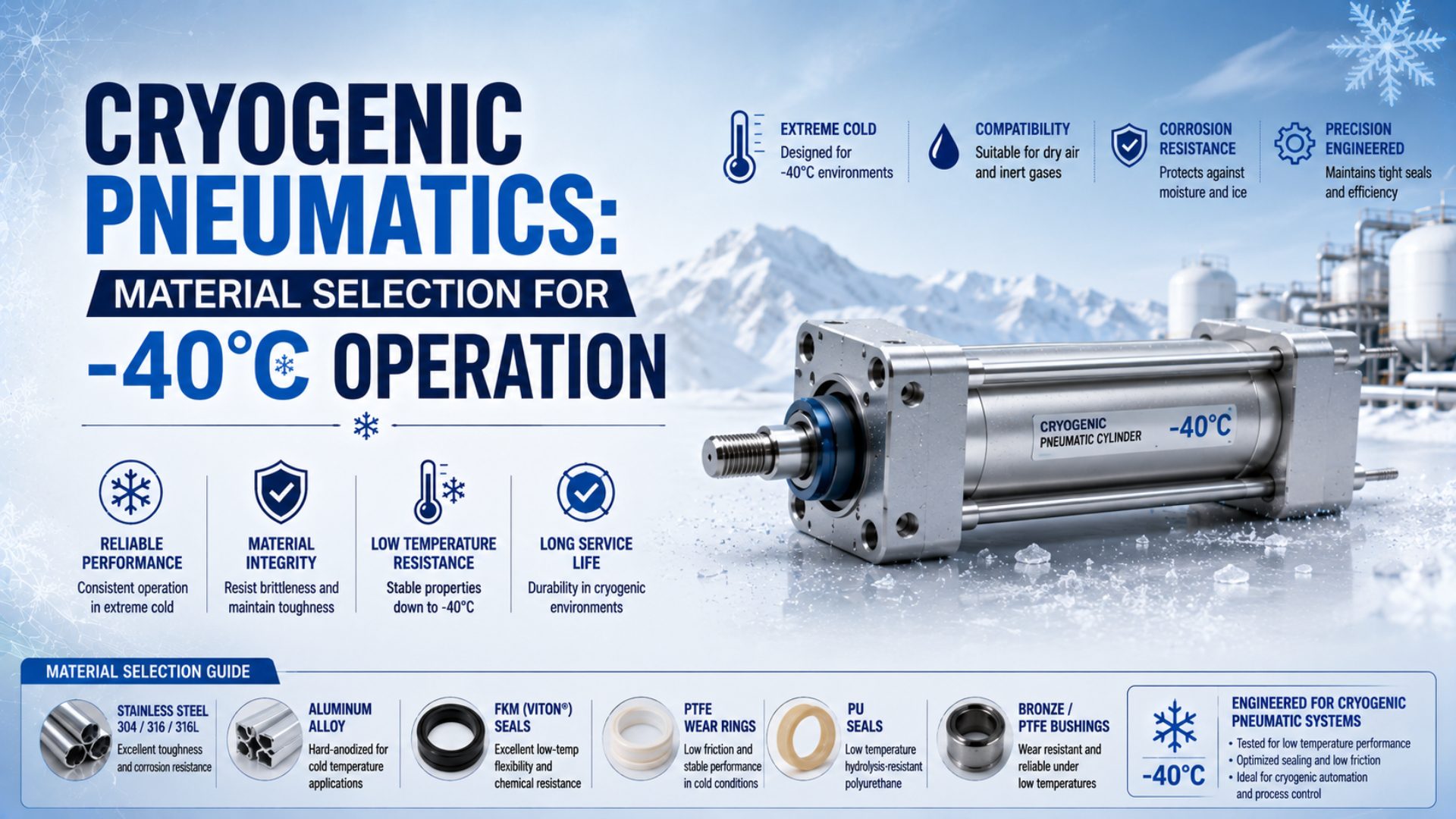 Cryogenic Pneumatics: Material Selection for -40°C Operation featured image