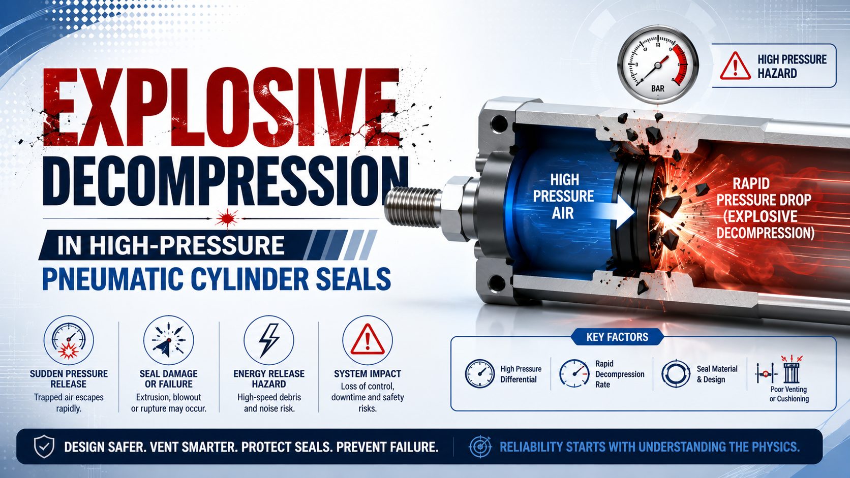 Explosive Decompression in High-Pressure Pneumatic Cylinder Seals featured image