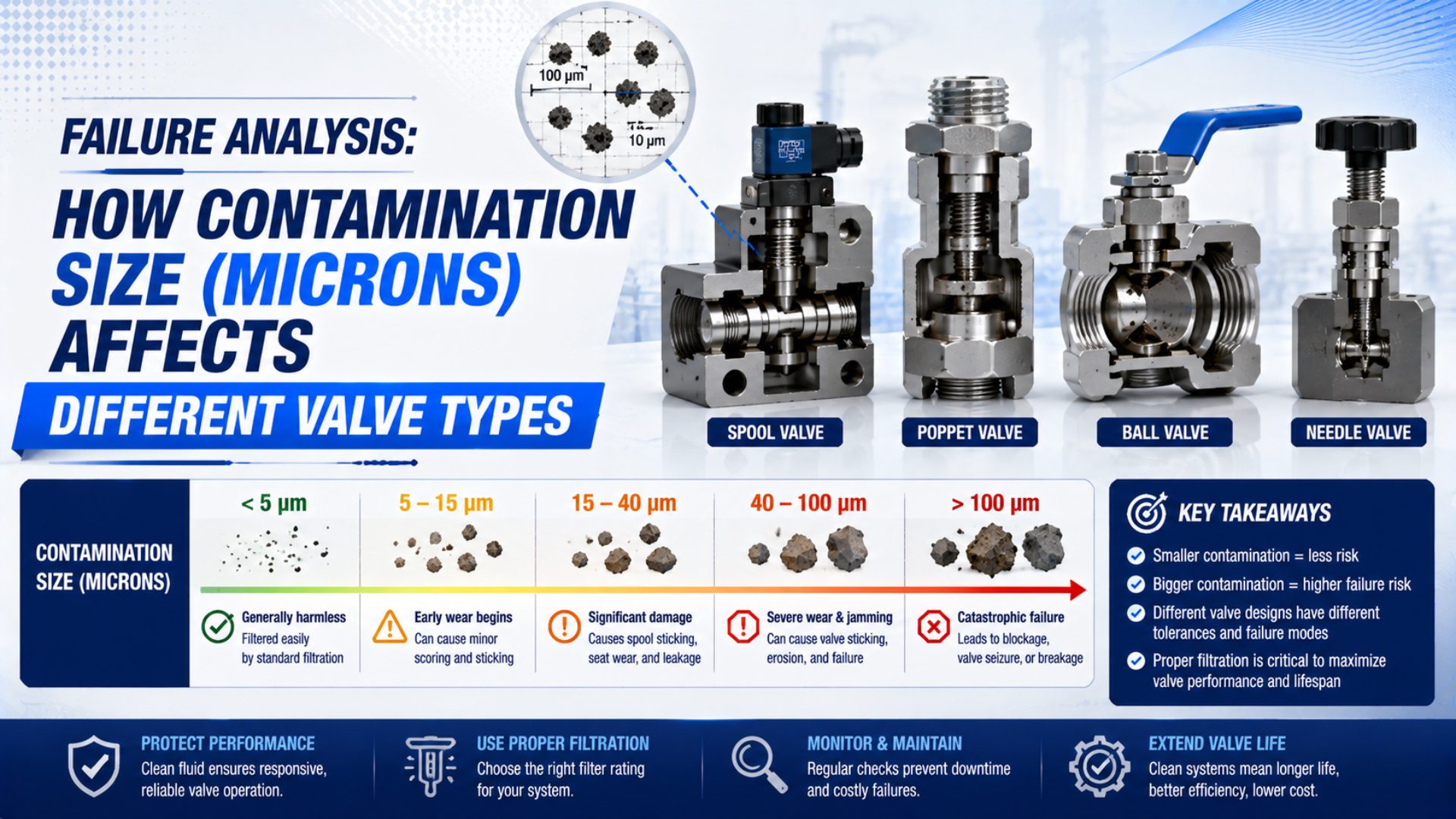Failure Analysis: How Contamination Size (Microns) Affects Different Valve Types featured image