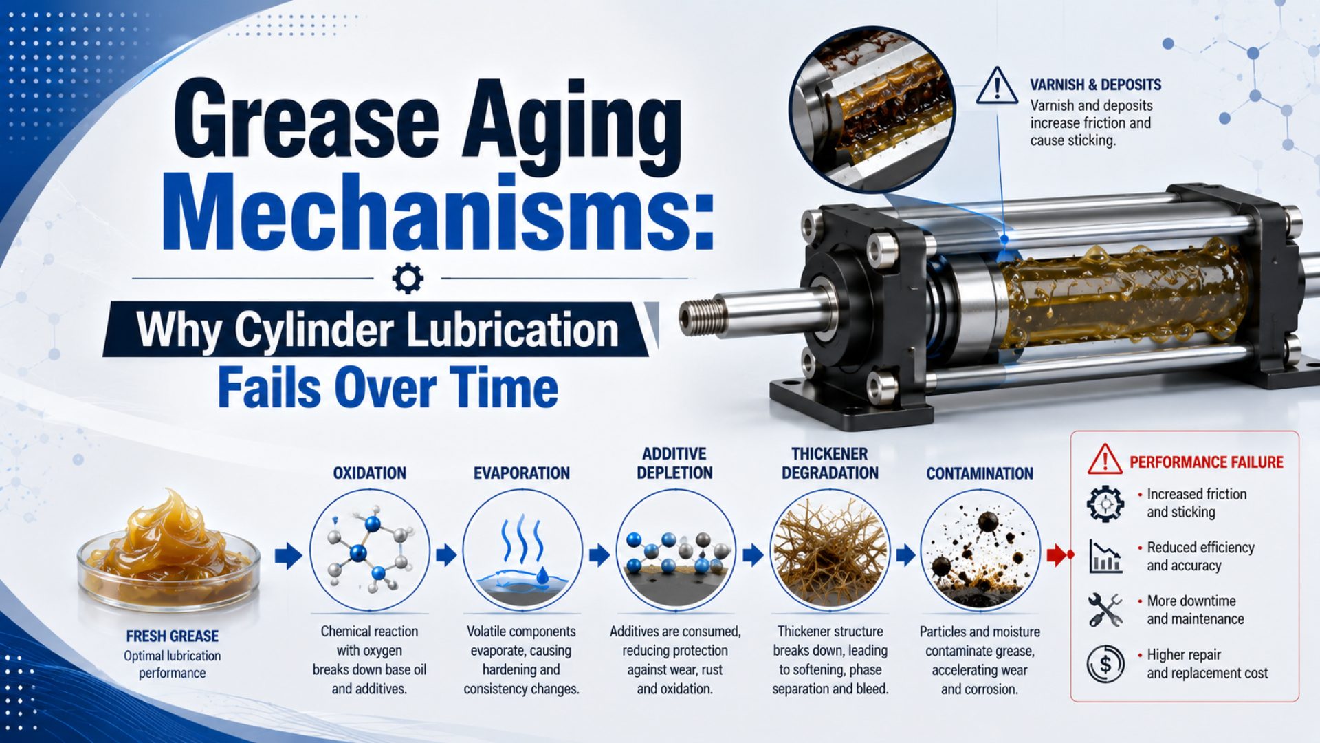 Grease Aging Mechanisms: Why Cylinder Lubrication Fails Over Time featured image
