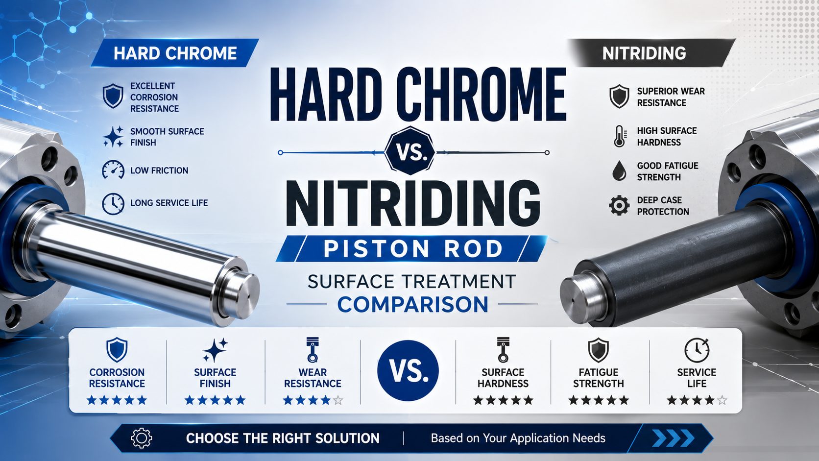 Hard Chrome vs. Nitriding: Piston Rod Surface Treatment Comparison featured image