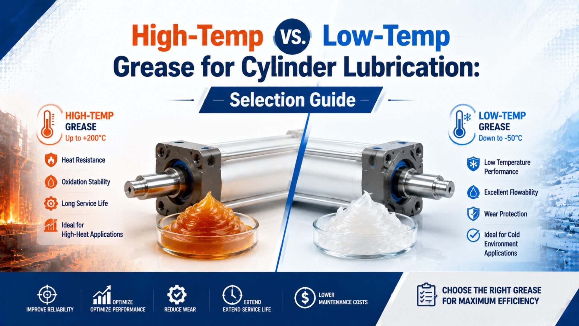 High-Temp vs. Low-Temp Grease for Cylinder Lubrication: Selection Guide featured image