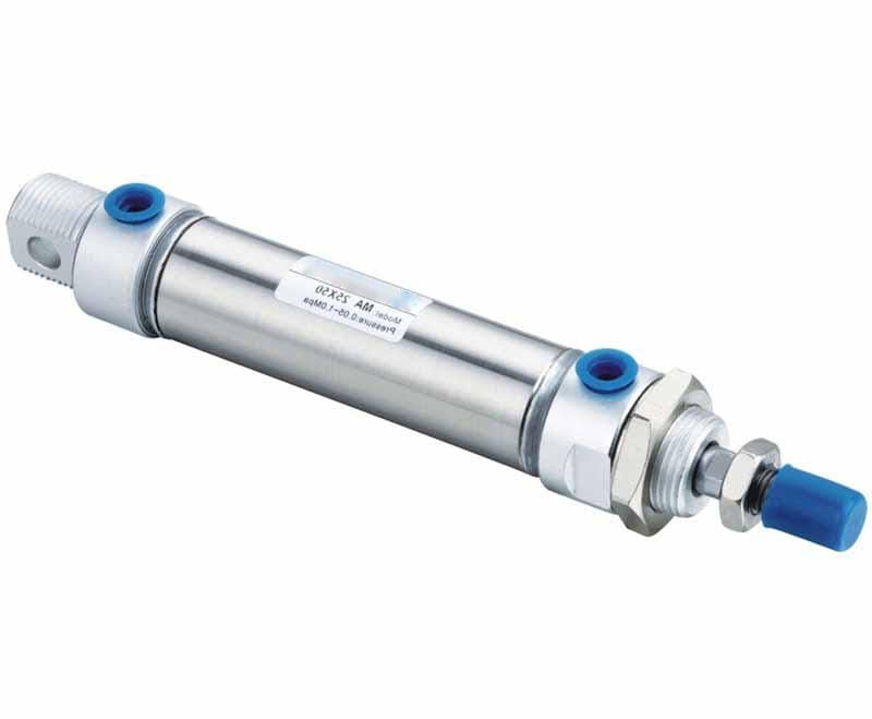 用於說明僅憑產品外觀無法判定緩衝容量的緊湊型 ISO 6432 氣動缸。