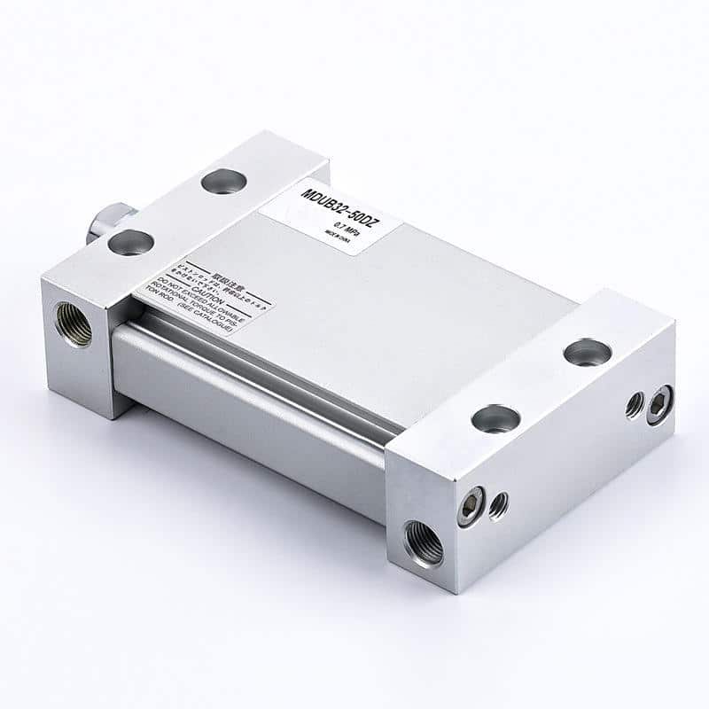 顯示低外形橢圓活塞產品形式的 SMC MDUB32 薄板氣缸