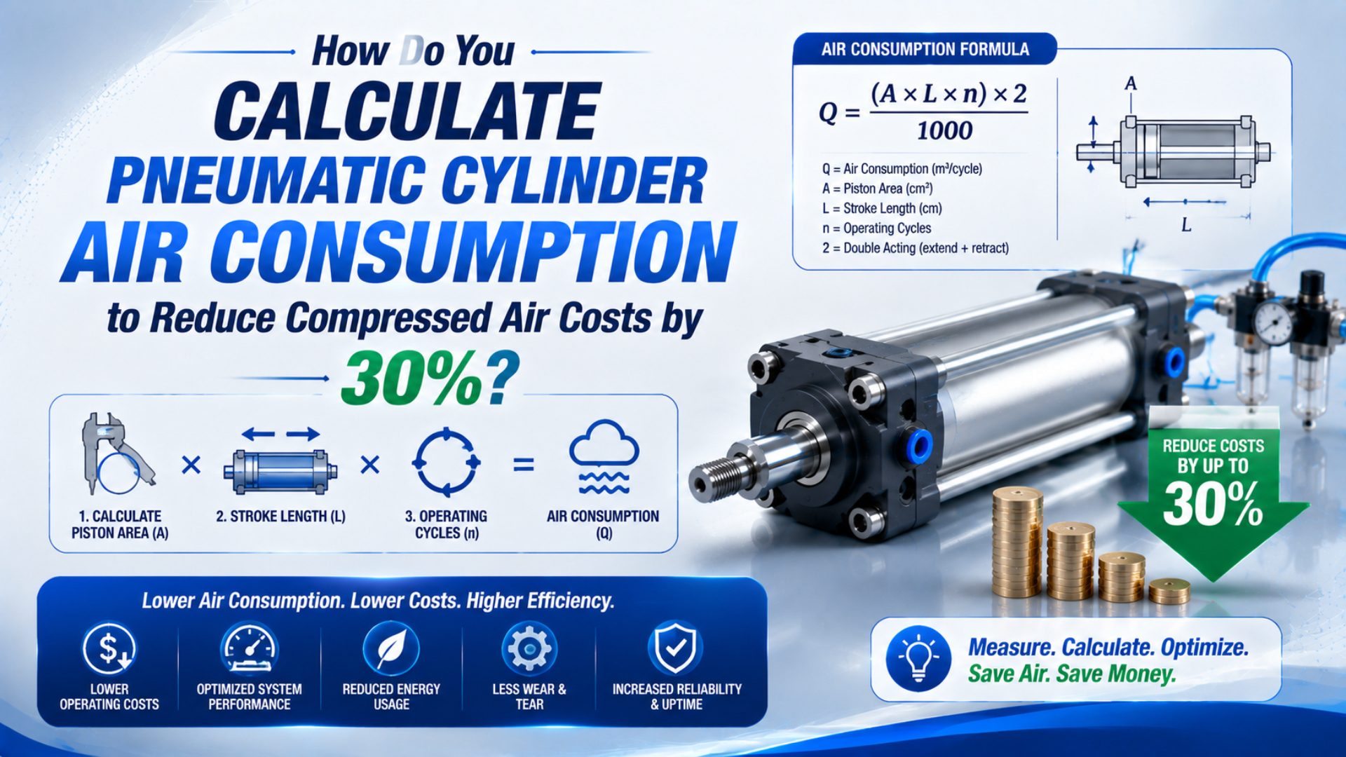 How Do You Calculate Pneumatic Cylinder Air Consumption to Reduce Compressed Air Costs by 30%? featured image