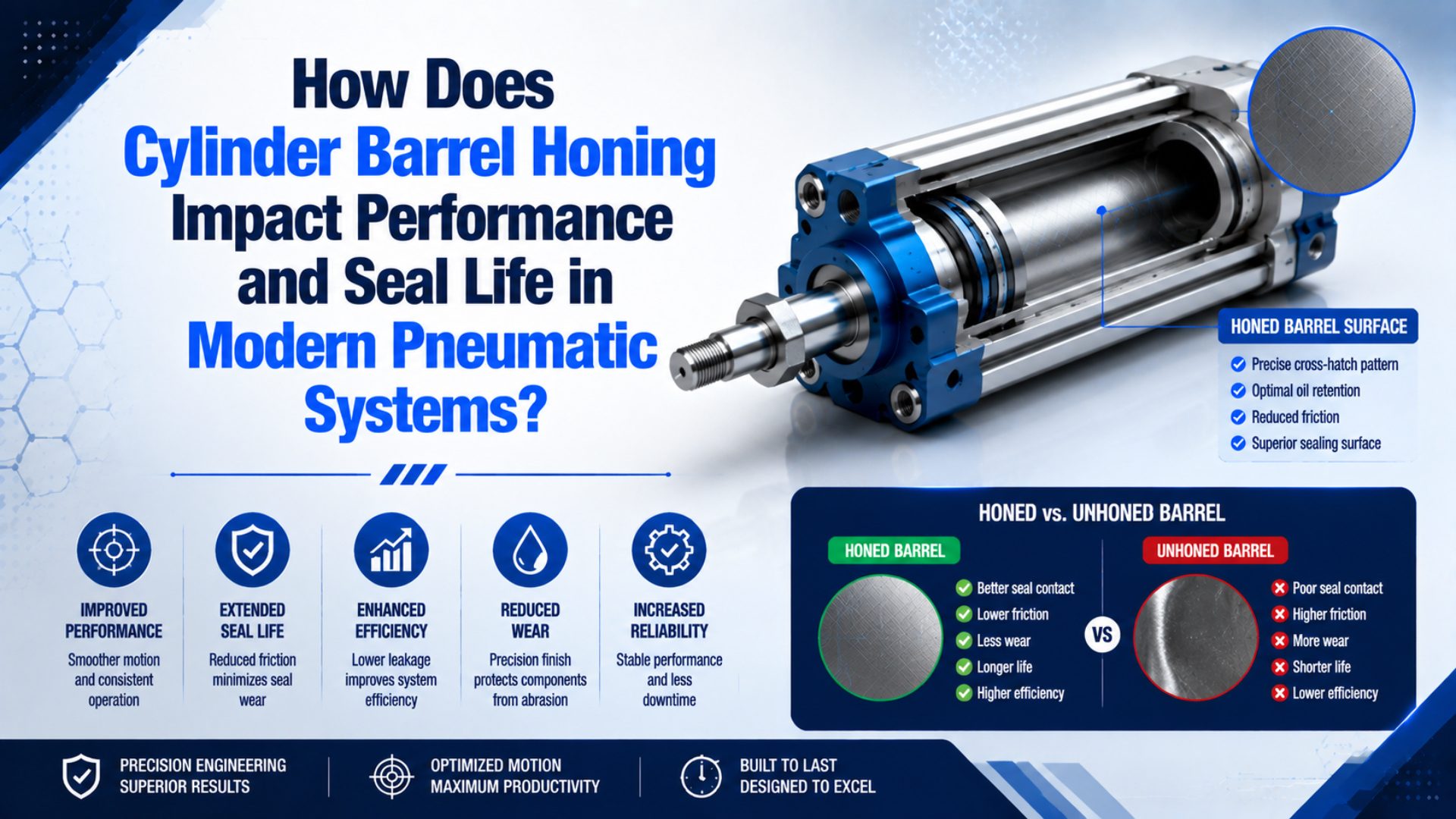How Does Cylinder Barrel Honing Impact Performance and Seal Life in Modern Pneumatic Systems? featured image