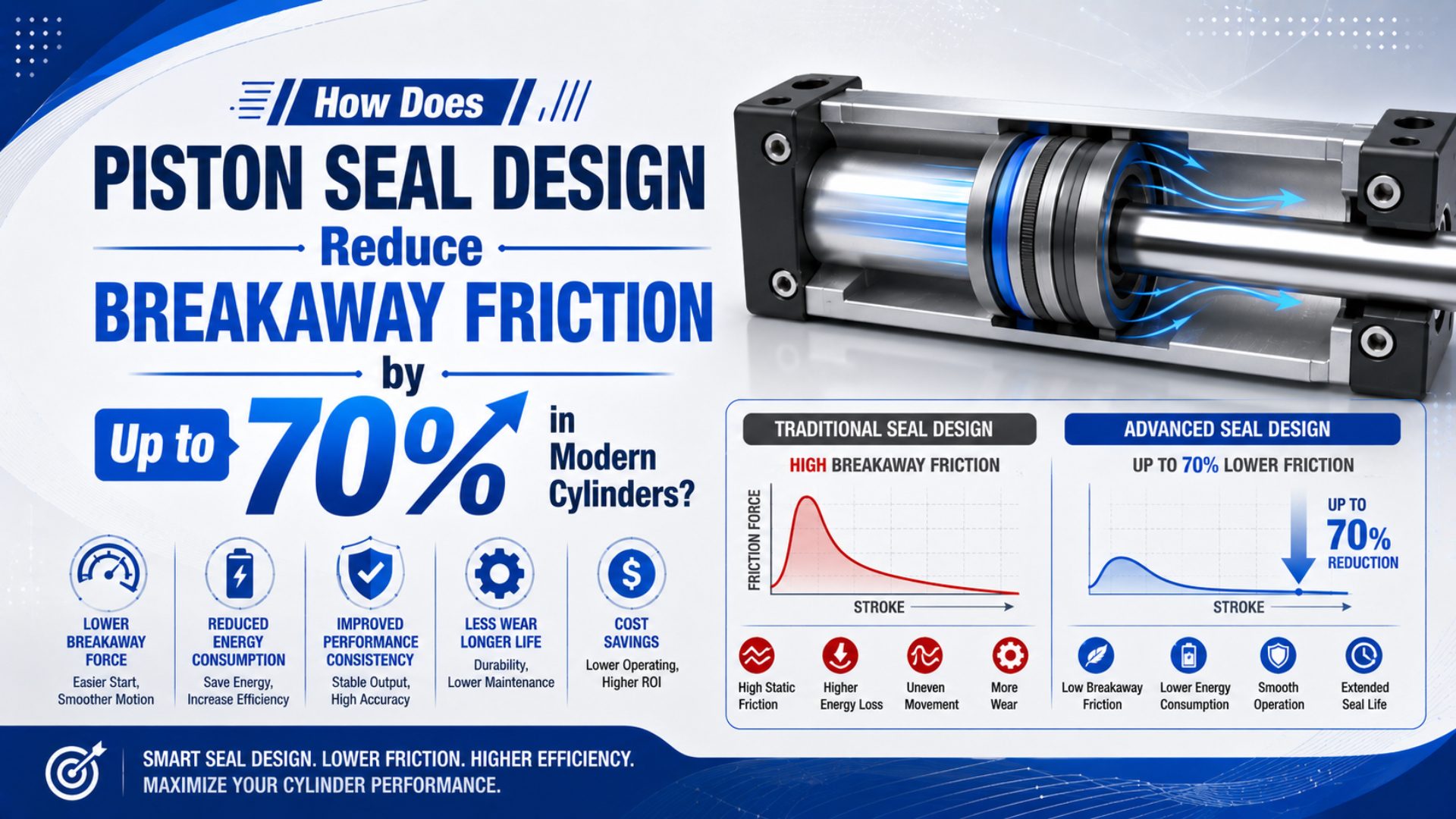 How Does Piston Seal Design Reduce Breakaway Friction by Up to 70% in Modern Cylinders? featured image