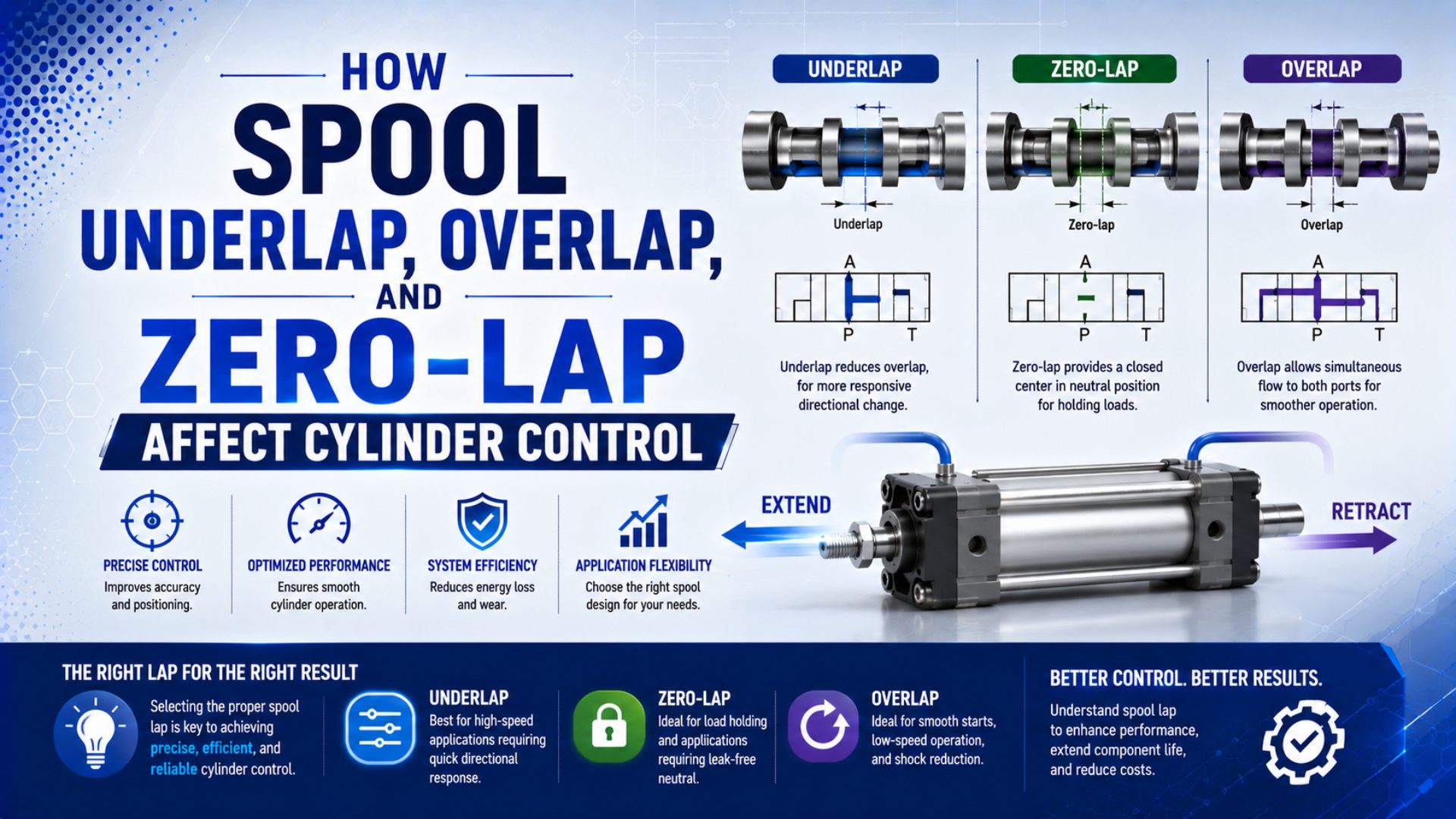 How Spool Underlap, Overlap, and Zero-Lap Affect Cylinder Control featured image