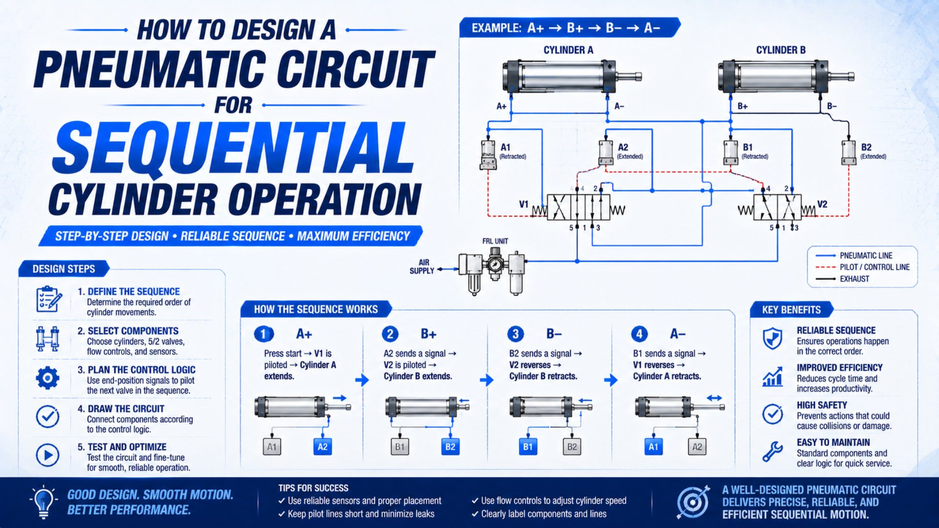 How to Design a Pneumatic Circuit for Sequential Cylinder Operation featured image