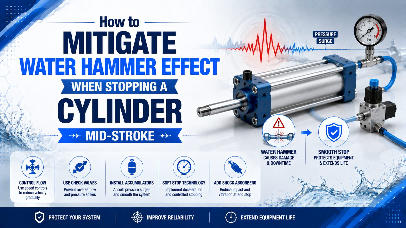 How to Mitigate Water Hammer Effect When Stopping a Cylinder Mid-Stroke featured image