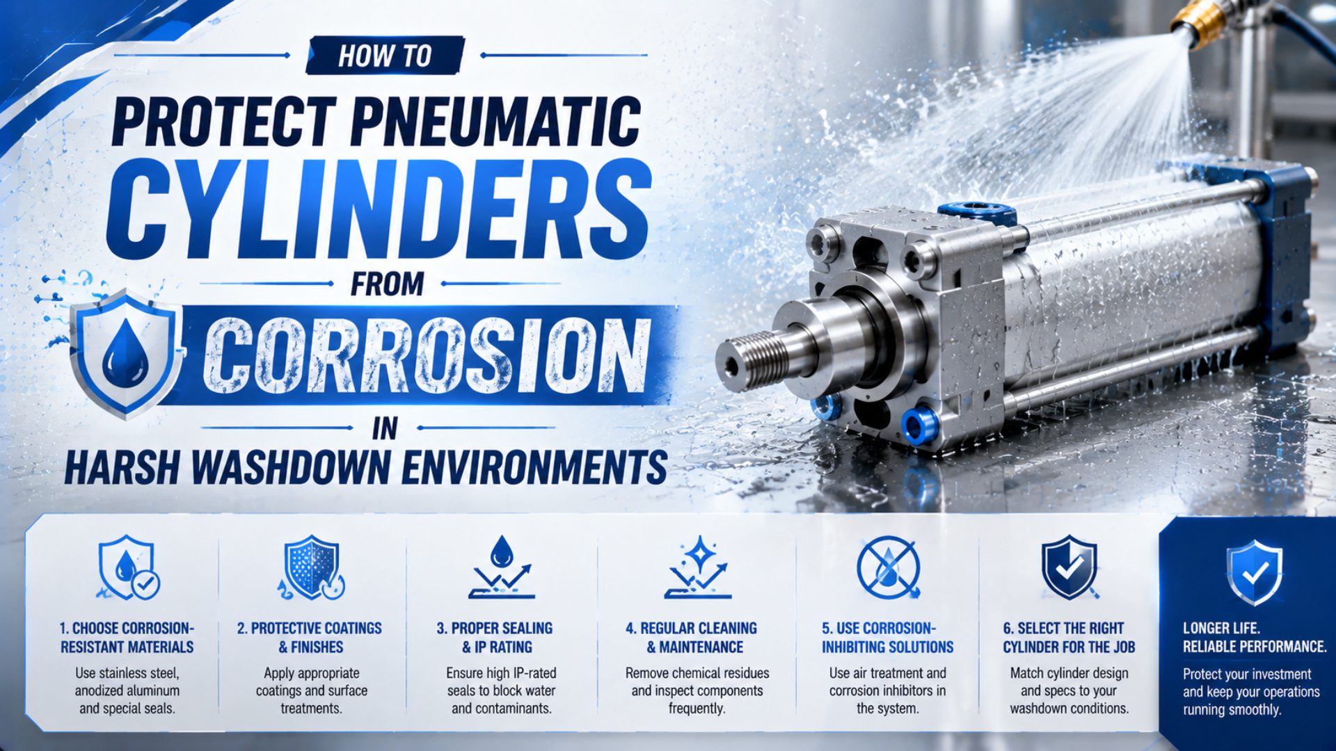 How to Protect Pneumatic Cylinders from Corrosion in Harsh Washdown Environments featured image