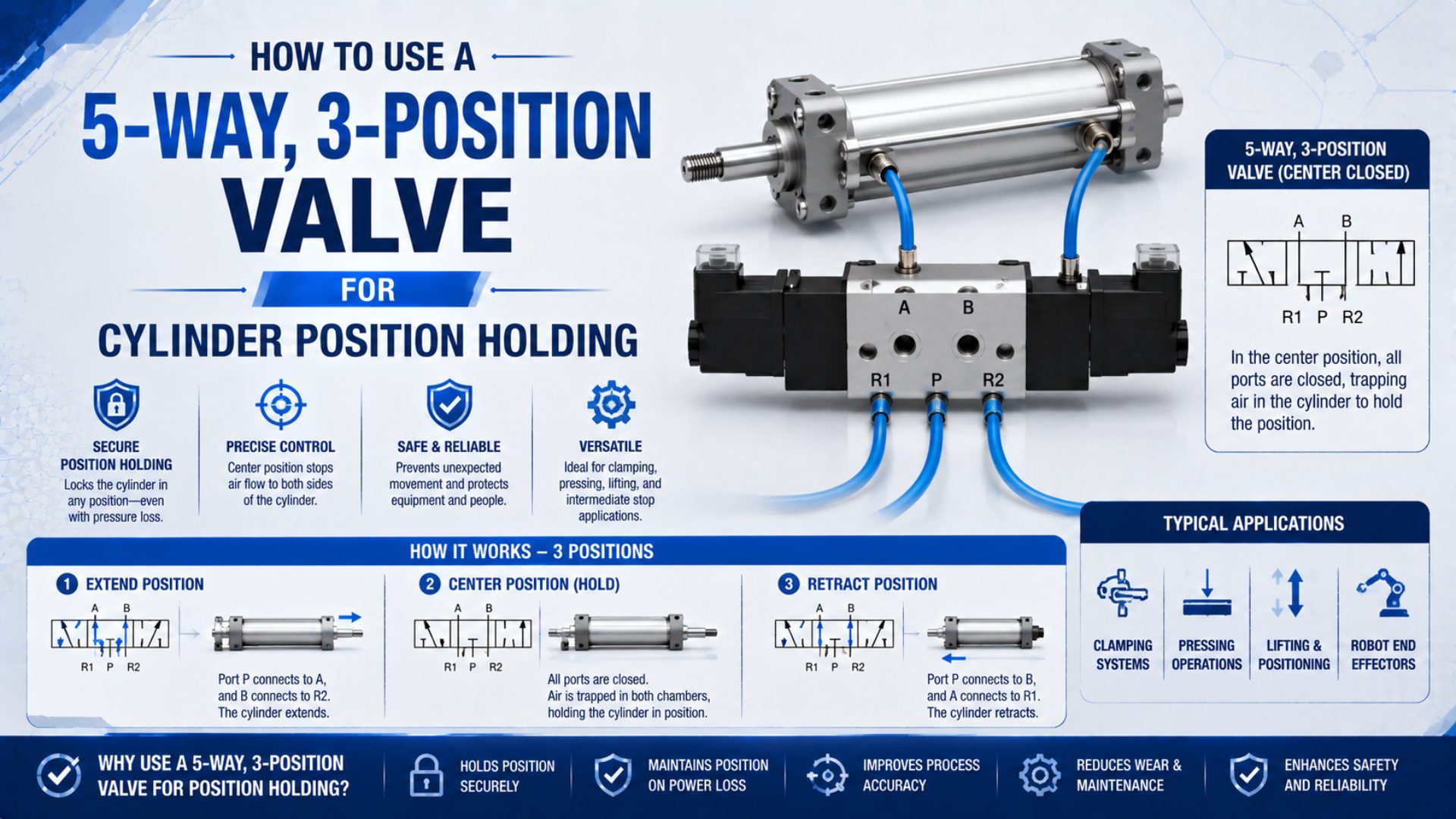 How to Use a 5-Way, 3-Position Valve for Cylinder Position Holding featured image