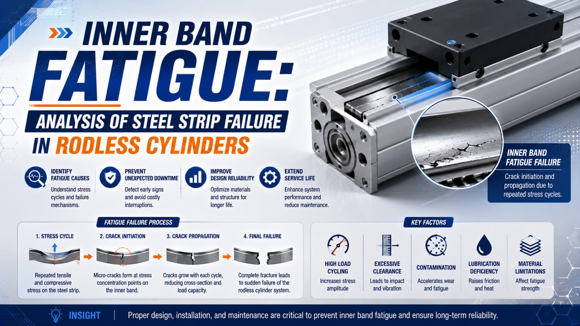 Inner Band Fatigue: Analysis of Steel Strip Failure in Rodless Cylinders featured image