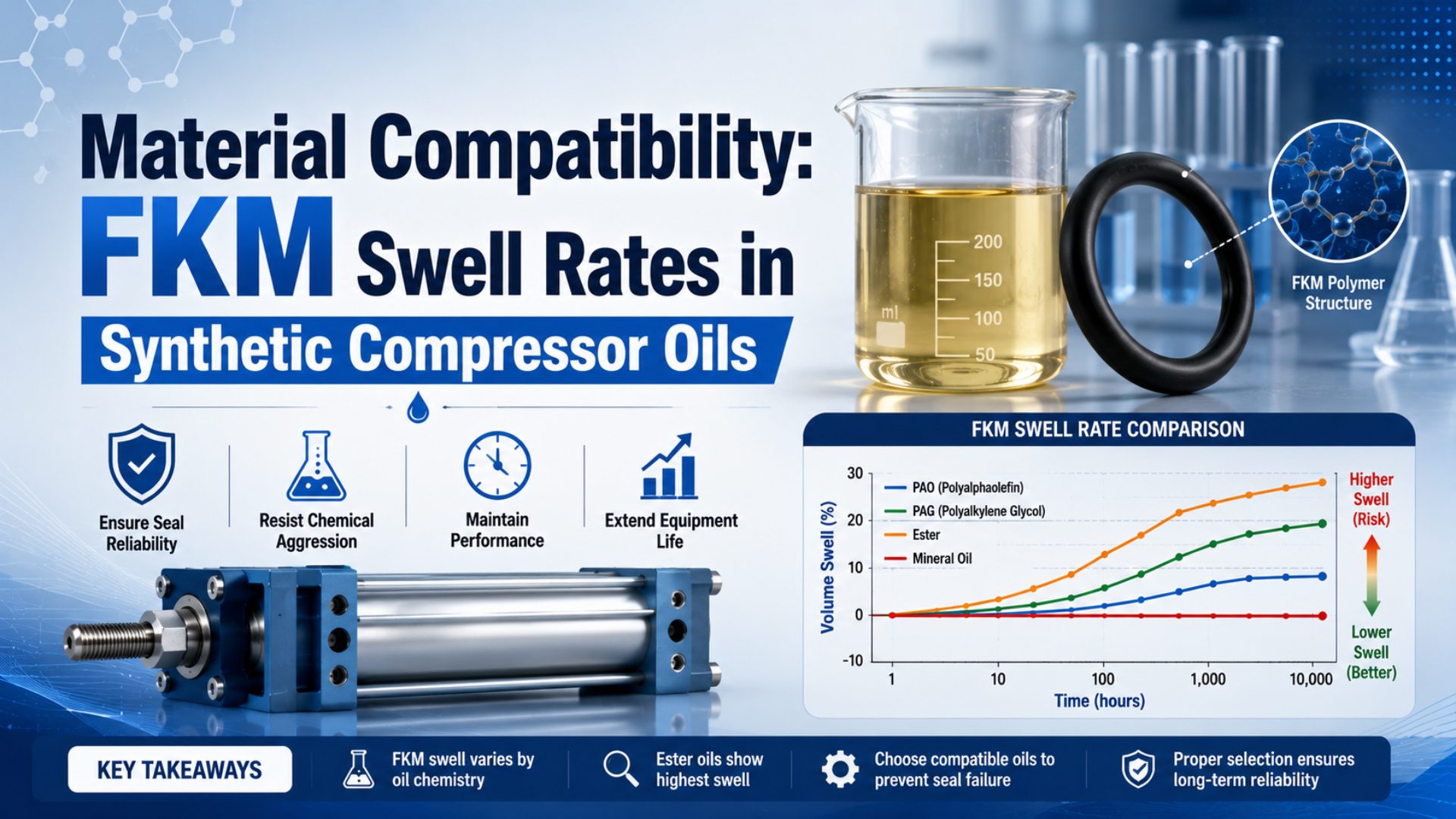 Material Compatibility: FKM Swell Rates in Synthetic Compressor Oils featured image