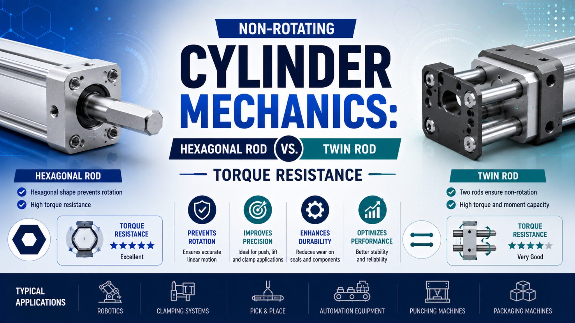 Non-Rotating Cylinder Mechanics: Hexagonal Rod vs. Twin Rod Torque Resistance featured image