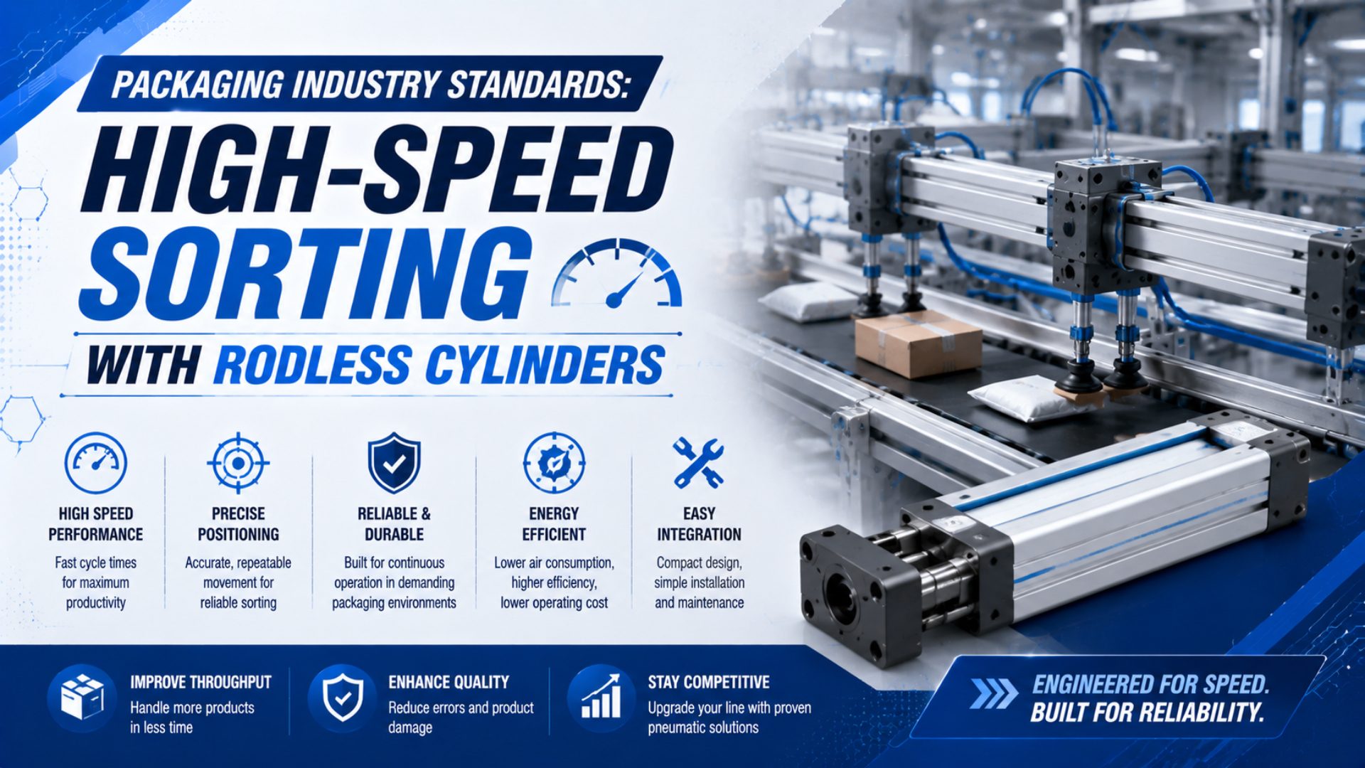 Packaging Industry Standards: High-Speed Sorting with Rodless Cylinders featured image