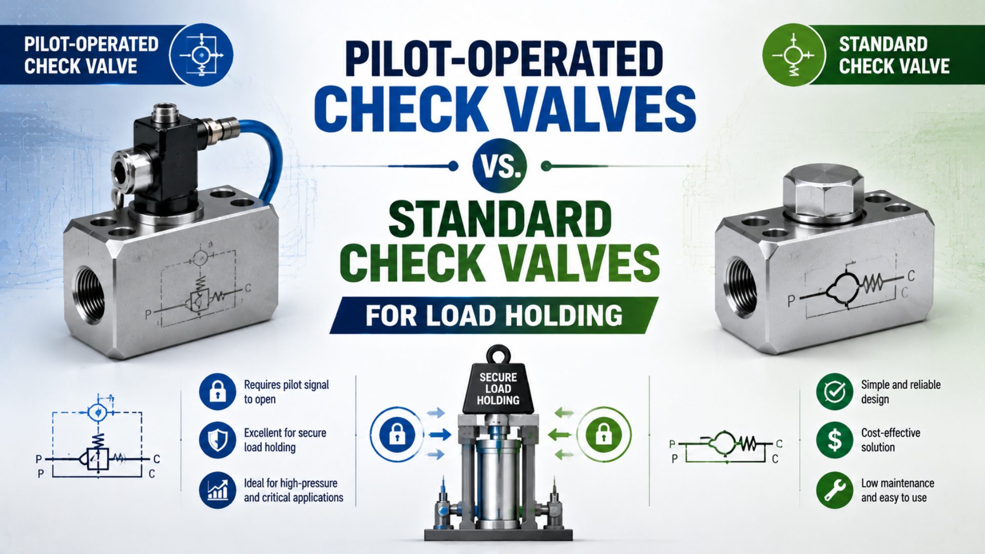 Pilot-Operated Check Valves vs. Standard Check Valves for Load Holding featured image