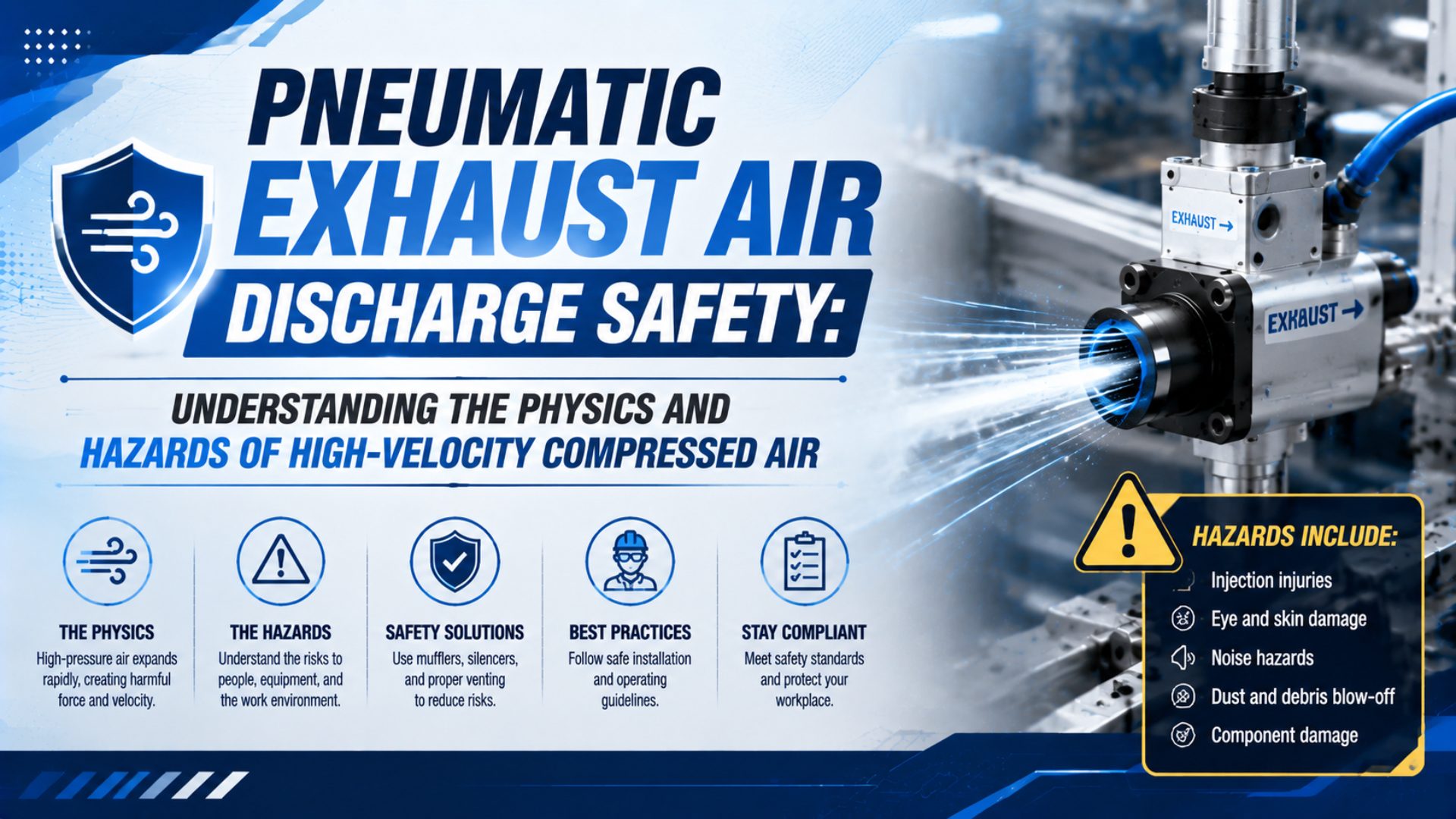 Pneumatic Exhaust Air Discharge Safety: Understanding the Physics and Hazards of High-Velocity Compressed Air featured image