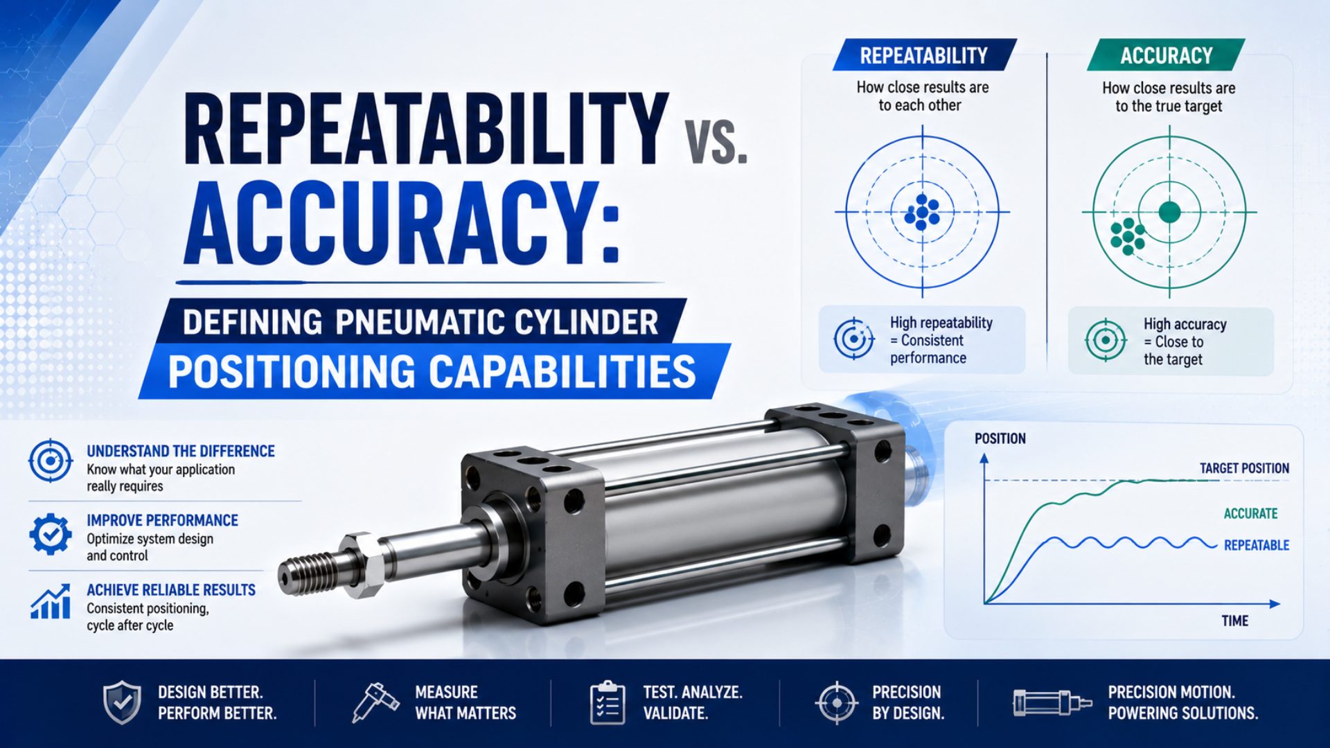 Repeatability vs. Accuracy: Defining Pneumatic Cylinder Positioning Capabilities featured image