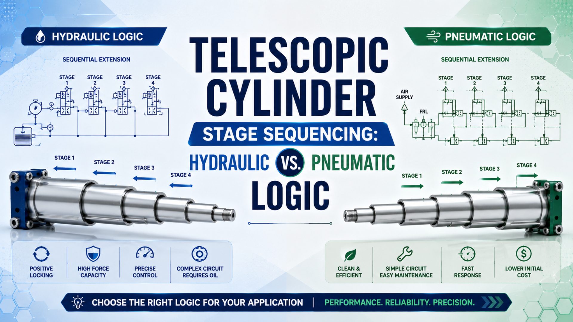 Telescopic Cylinder Stage Sequencing: Hydraulic vs. Pneumatic Logic featured image