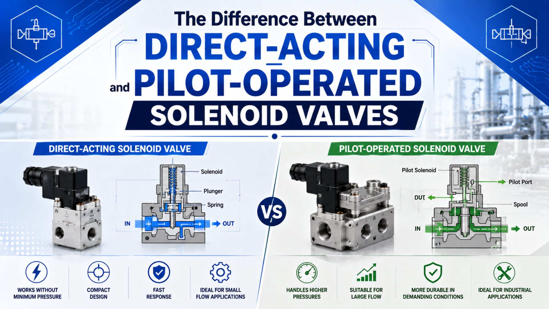 The Difference Between Direct-Acting and Pilot-Operated Solenoid Valves featured image