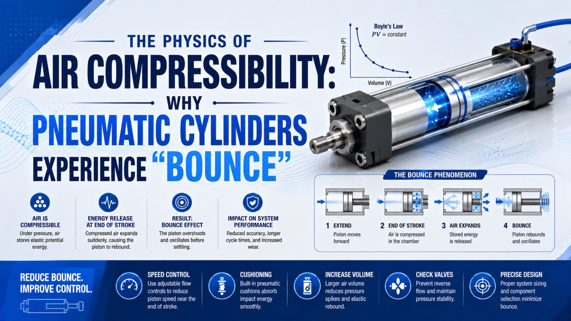 The Physics of Air Compressibility: Why Pneumatic Cylinders Experience “Bounce” featured image