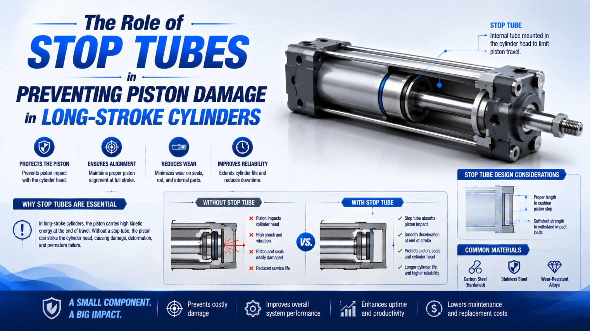 The Role of Stop Tubes in Preventing Piston Damage in Long-Stroke Cylinders featured image