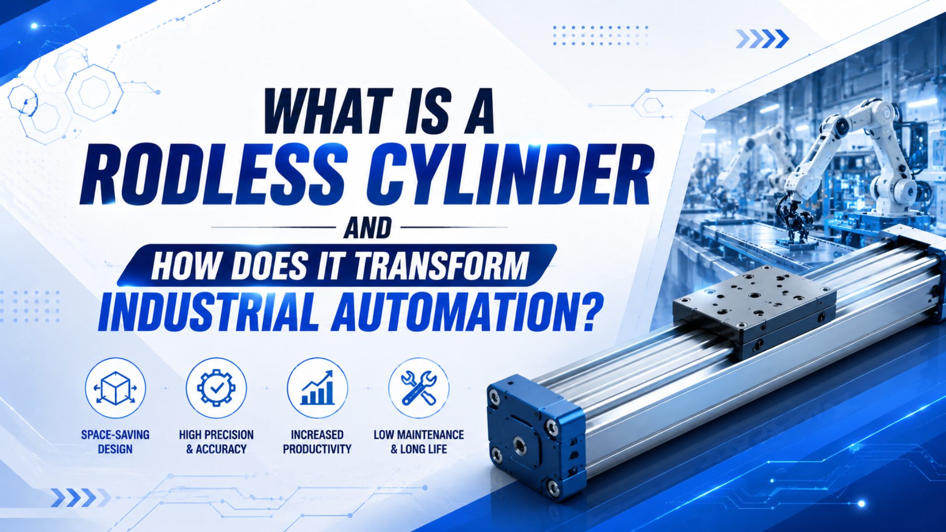 Rodless pneumatic cylinder carriage moving along an industrial automation axis
