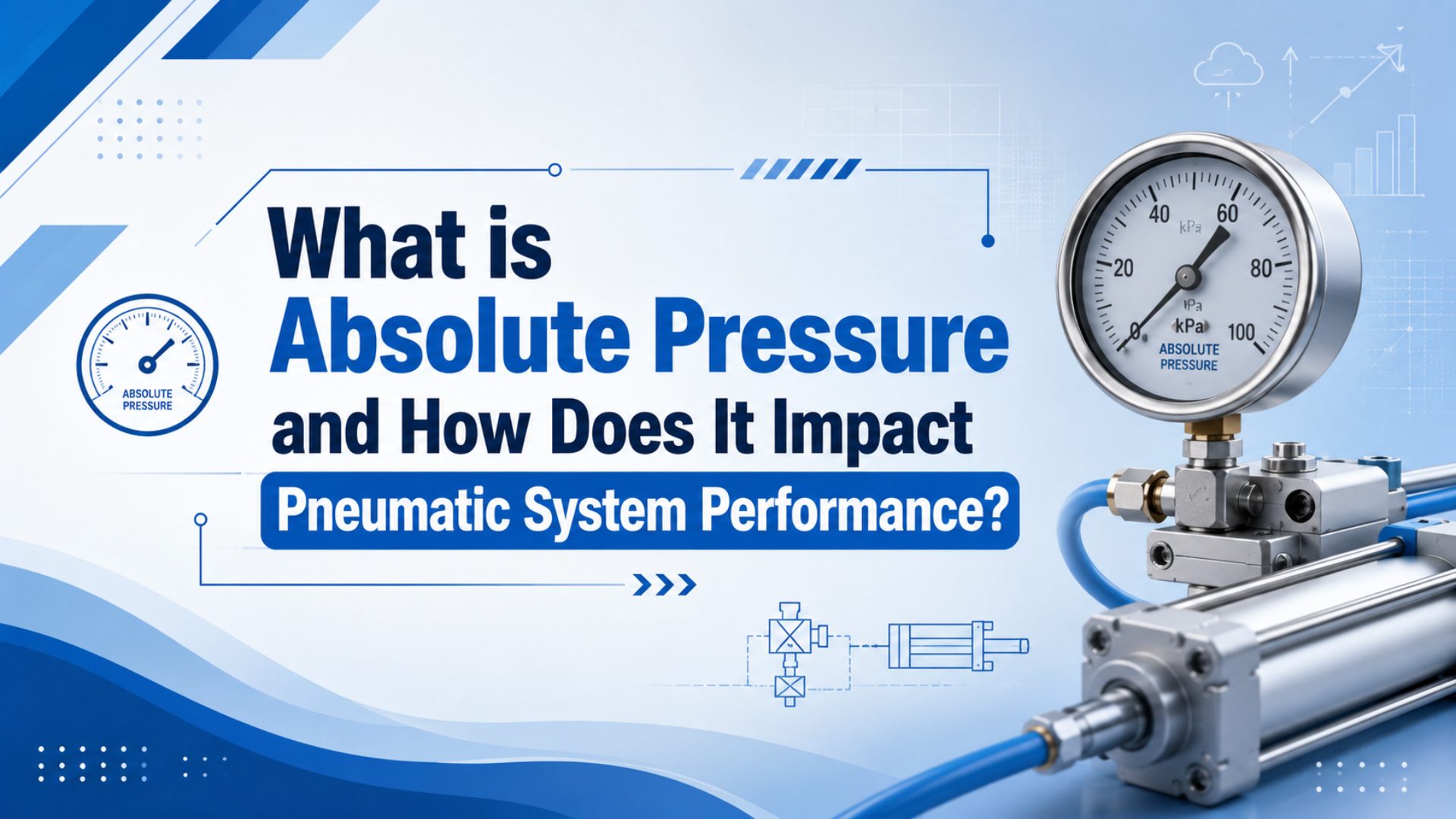 Absolute and gauge pressure reference diagram for pneumatic system calculations