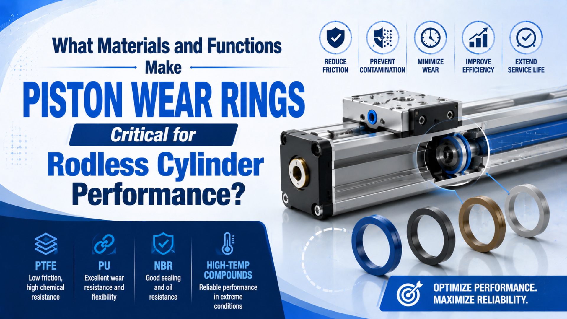What Materials and Functions Make Piston Wear Rings Critical for Rodless Cylinder Performance? featured image