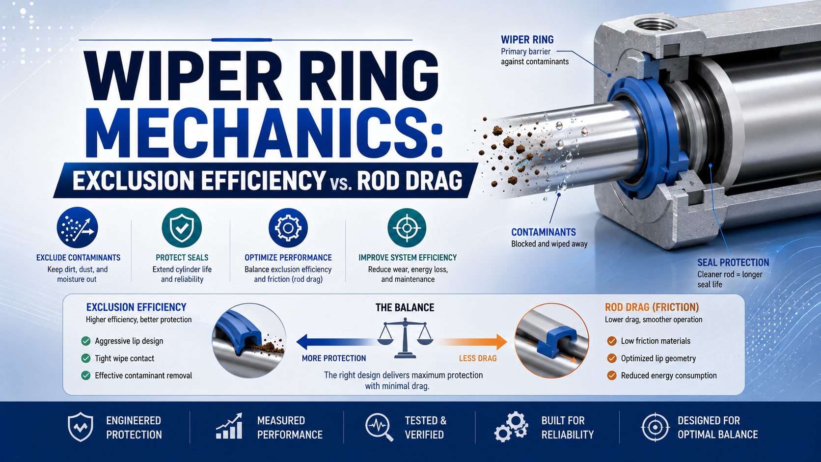 Wiper Ring Mechanics: Exclusion Efficiency vs. Rod Drag featured image