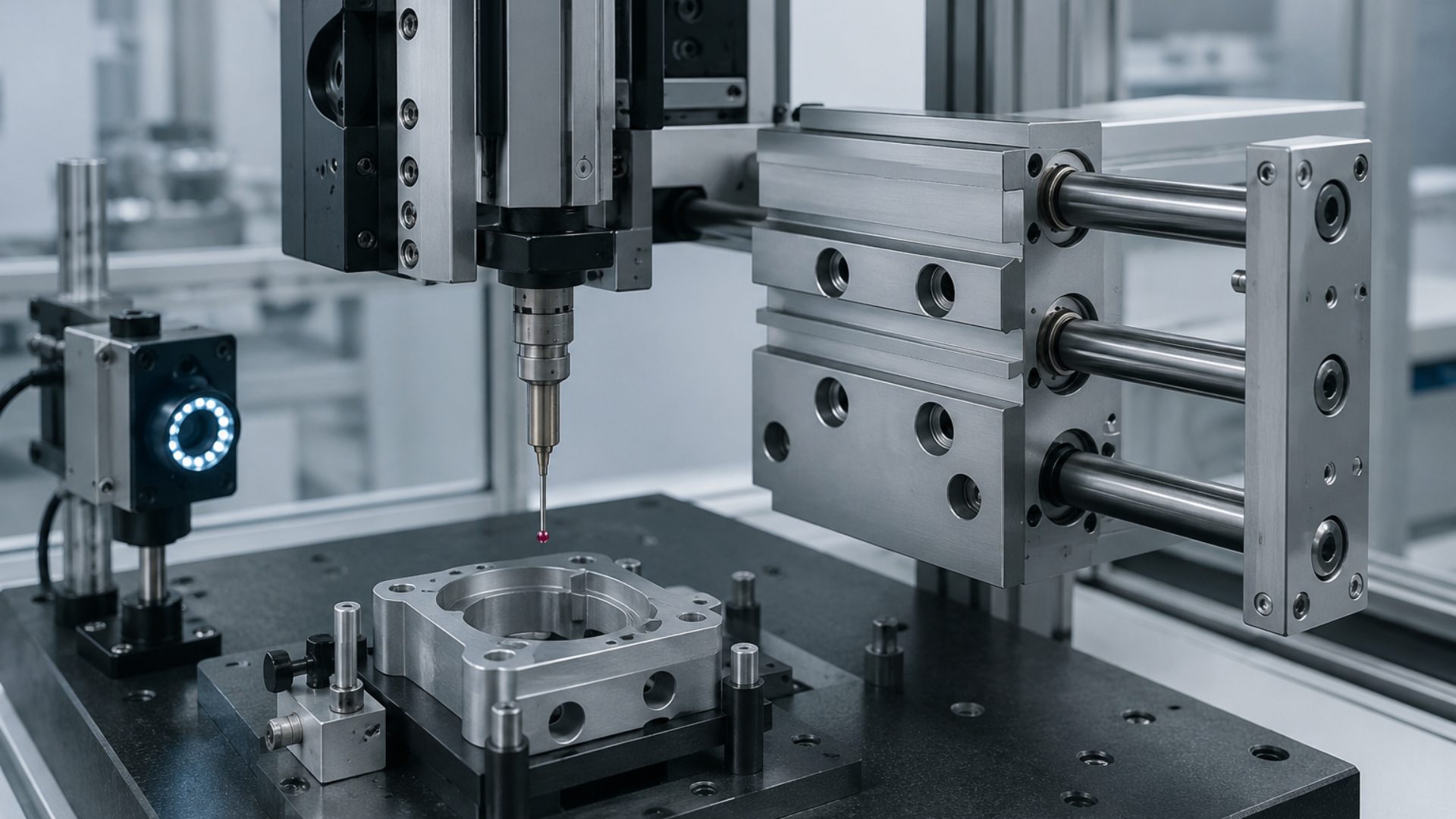 Compact guide pneumatic cylinder inspection and testing equipment application