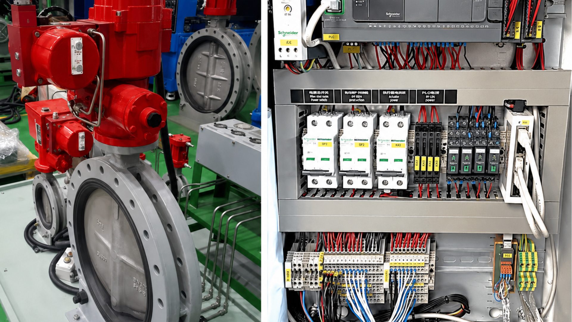 Machine control panel and valve actuator wiring for fluid solenoid valve control