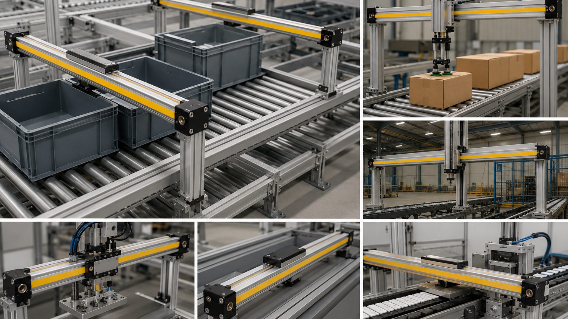Rodless pneumatic cylinder transfer axis for material handling automation