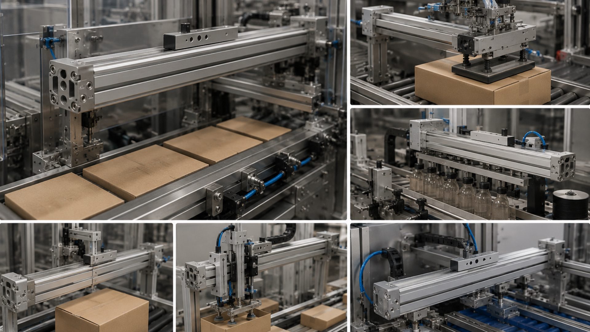 Rodless pneumatic cylinder application in packaging and carton machinery