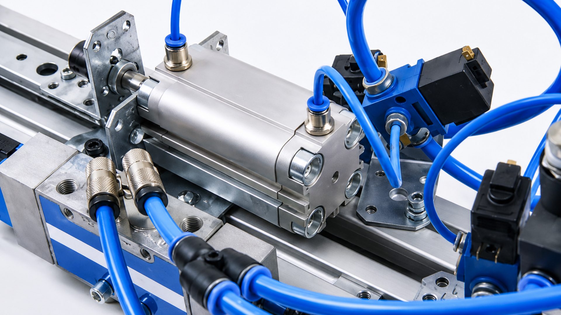 Thin pneumatic cylinder used in small fixtures and positioning devices