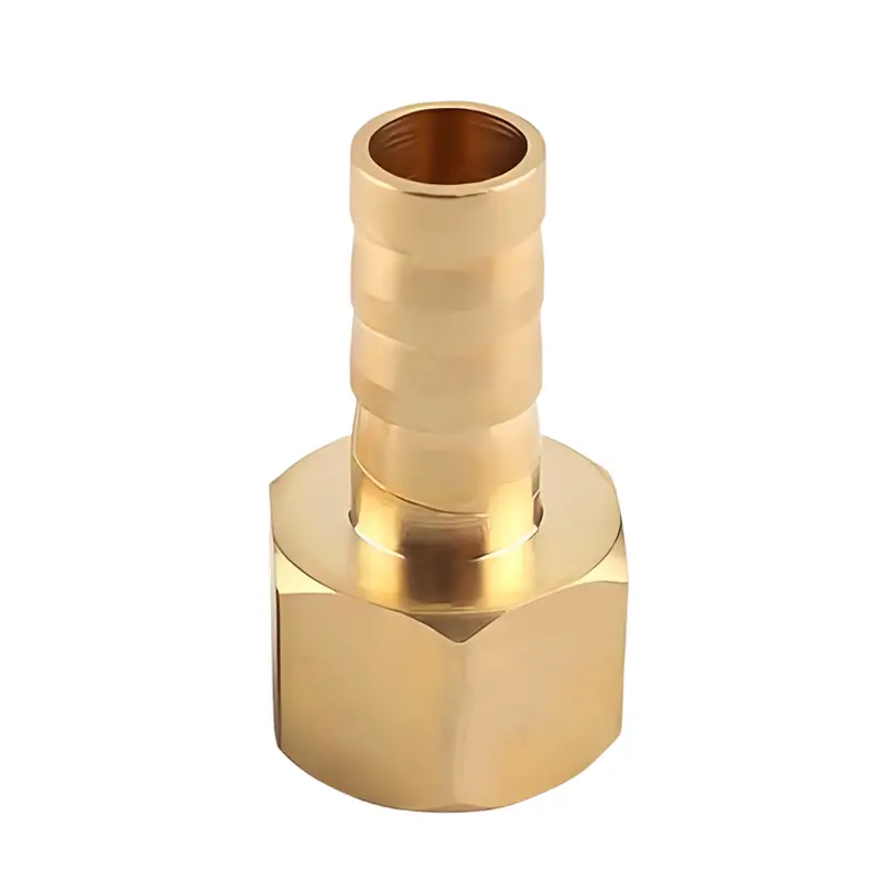 Bepto Pneumatic BTPCF series machined brass female straight hose barb fitting for clamp-secured soft hose