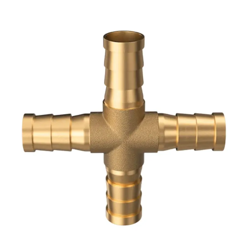 Bepto Pneumatic BTPZA series machined brass hose barb cross connector