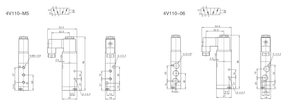 100 Series 4V110 mounting dimension drawing
