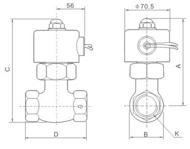 2L(US) Series High temperature Steam Solenoid Valve (2/2 Way NC) dimension reference drawing