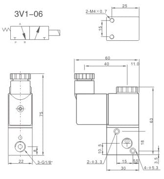 3V1 Series 3/2 Way Pneumatic Solenoid Valve dimension reference drawing